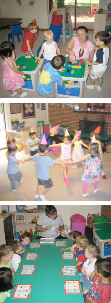Blocks, slide, Bikes, books, dramatic play, other toys (cars, balls ...